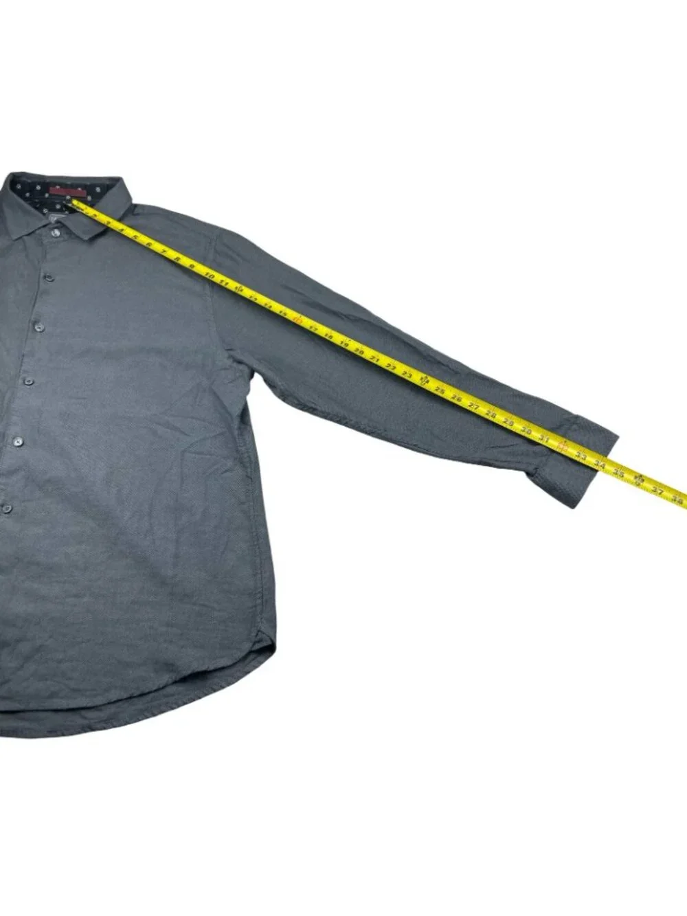Ted Baker Men's 100% Cotton Flip Cuff Button Shirt Gray Herringbone • XL_7